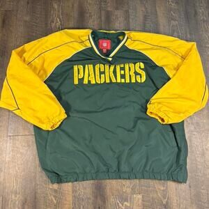 Y2K Green Bay Packers Pull Over Windbreaker Sweatshirt